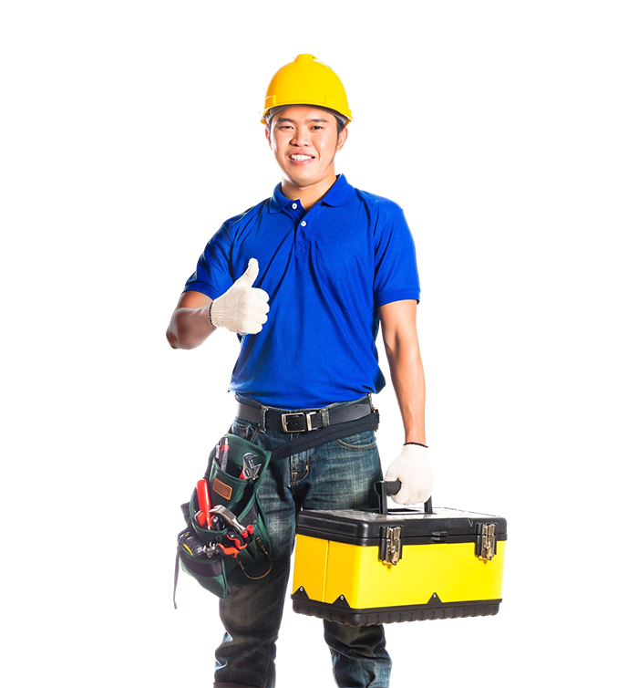 Professional technician holding a toolbox